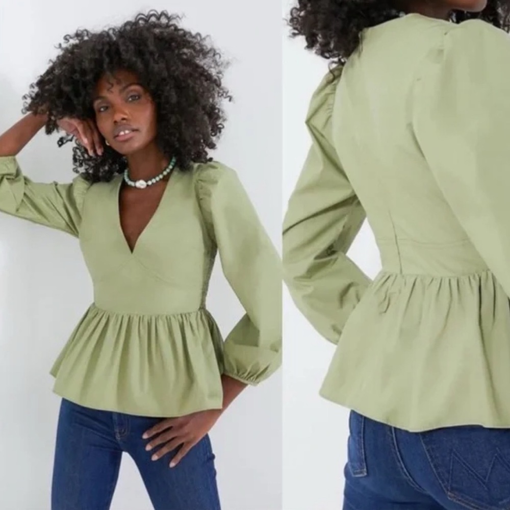 Hyacinth House Sage Green Women's Peplum Top